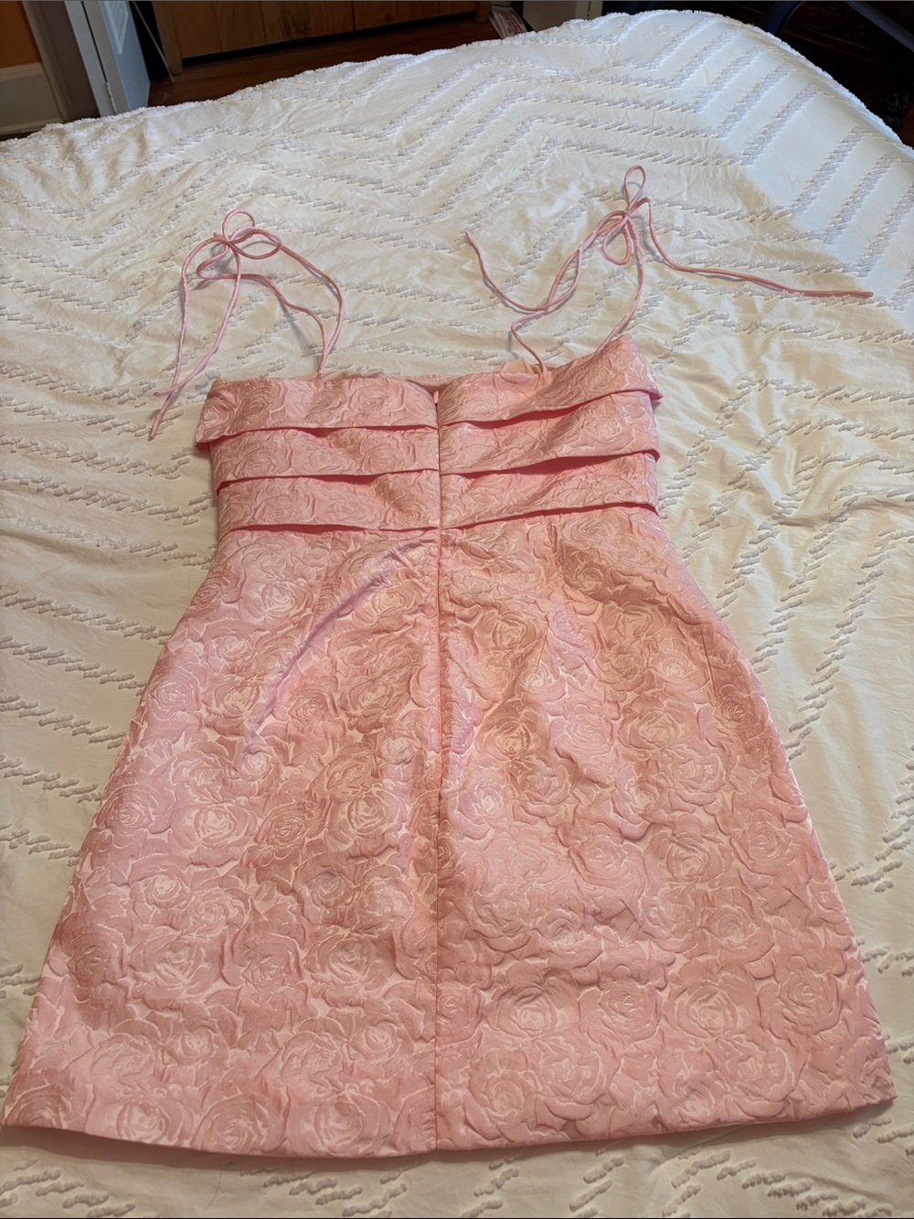 Lulu's Pink Floral Jacquard Mini Dress - Picture 2 of 3